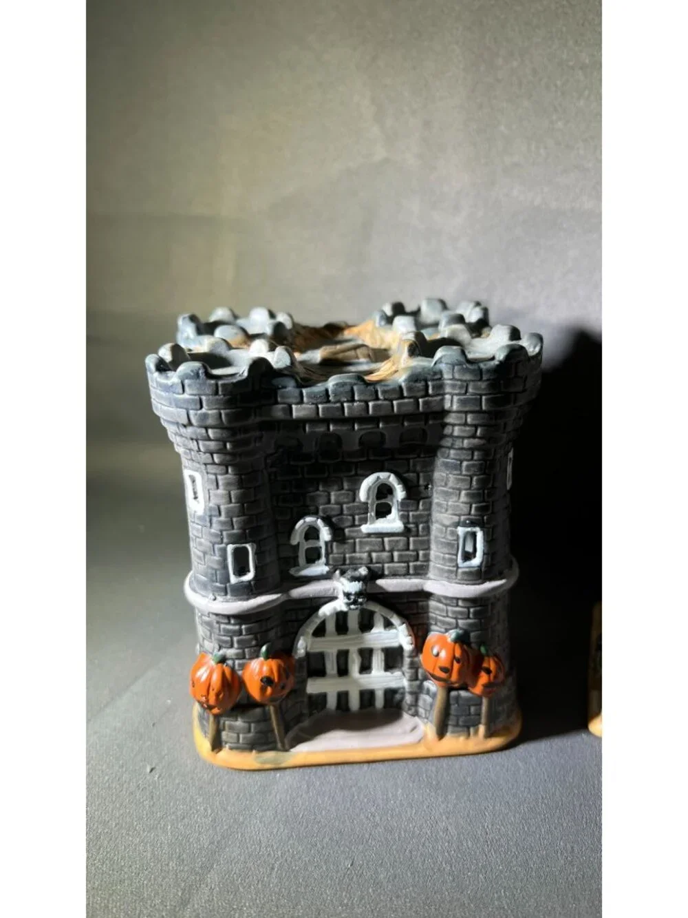 Set Of 4 Halloween Ceramic Haunted Houses With Spooky Details!